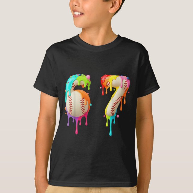 Camiseta Kids Meme 67 Number Six 6 Seven 7 Ice Cream Drips  (Frente)