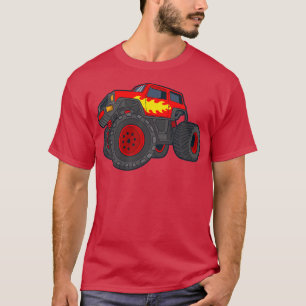Camiseta Kids Monster Truck Giant Vehicle Show Car Flames A