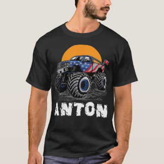 Camiseta Kids Monster Truck Name Anton Car Gift 