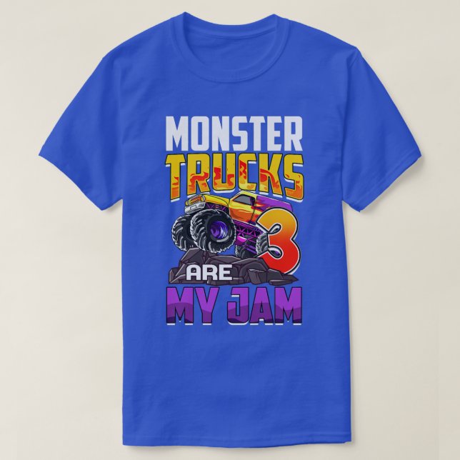 Camiseta Kids Monster Trucks Are My Jam 3rd Birthday Monste (Frente do Design)