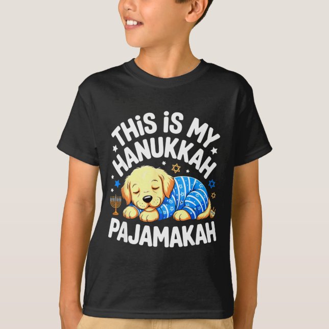 Camiseta Kids My Hanukkah Pajamas Pajamakah Puppy Hanukkah  (Frente)