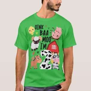 Camiseta Kids Oink Baa Moo I'm Two 2 Toddler Farmer 2nd Bir