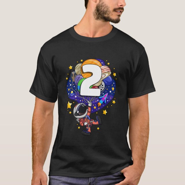 Camiseta Kids Outer Space Astronaut 2Nd Birthday Boy 2 Year (Frente)