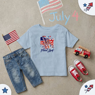 Camiseta Kids Patriotic Statue of Liberty American Flag