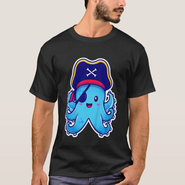 Camiseta Kids Pirate Octopus cute children's design (C) (Frente)
