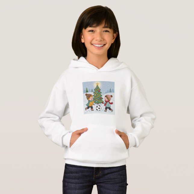 Camiseta Kids Playing Soccer Under the Snow (Frente Completa)