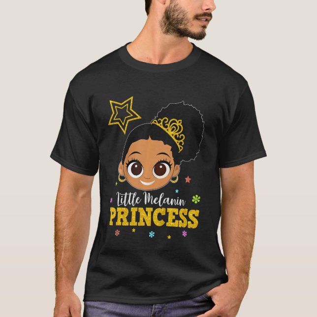 Camiseta Kids Princess Birthday Outfit Melanin Afro Natural (Frente)