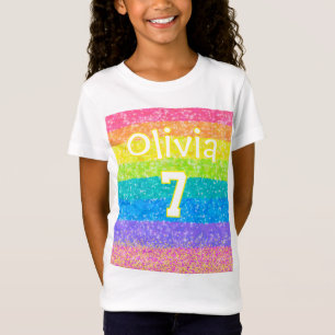 Camiseta Kids Rainbow Birthday - Design de texto editável