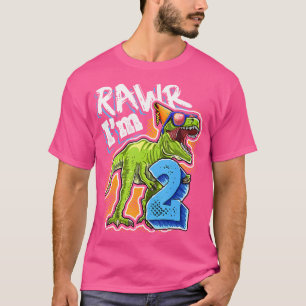 Camiseta Kids Rawr Eu Sou 2 segundos aniversários Do Rex Di