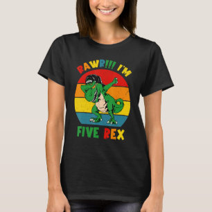 Camiseta Kids Rawr Eu sou 5 5 Awesom do Partido Dinossauro