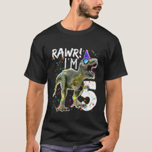 Camiseta Kids Rawr Eu sou 5 5 T Rex Dinossaur Dinossauro
