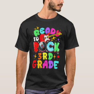 Camiseta Kids Ready To Rock 3rd Grade Guitar Back To School