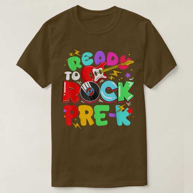Camiseta Kids Ready To Rock Pre-K Guitar Back To School Boy (Frente do Design)
