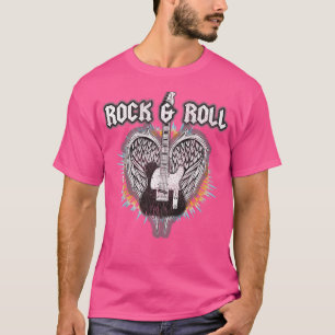 Camiseta Kids Rock Roll Music Fan Guitar Wings Vintage Loo
