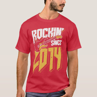 Camiseta Kids Rockin' Since 2014 Vintage Rock Music Fan 8th