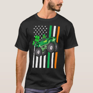 Camiseta Kids Saint Patrick's Day Monster Truck Shamrock