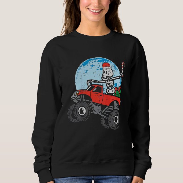 Camiseta Kids Skeleton Monster Truck Xmas Toddler Boys Chri (Frente)