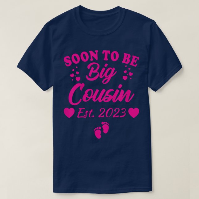 Camiseta Kids Soon To Be Big Cousin 2023 Pregnancy Announce (Frente do Design)