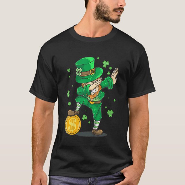 Camiseta Kids St Patricks Day Dabbing Leprechaun Costume Ir (Frente)