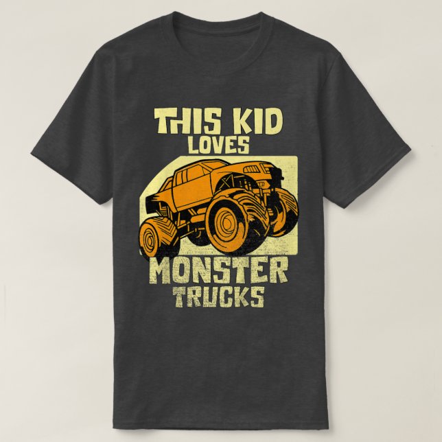 Camiseta Kids This Kid Loves Monster Trucks Boys Girls  (Frente do Design)