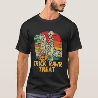 Camiseta Kids Trick Rawr Treat Skeleton Trex Dino Toddler B