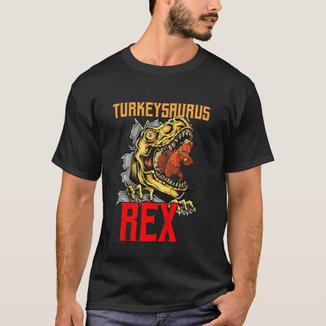 Camiseta Kids Turkeysaurus Rex Dab Turkey Dino Thanksgiving (Frente)