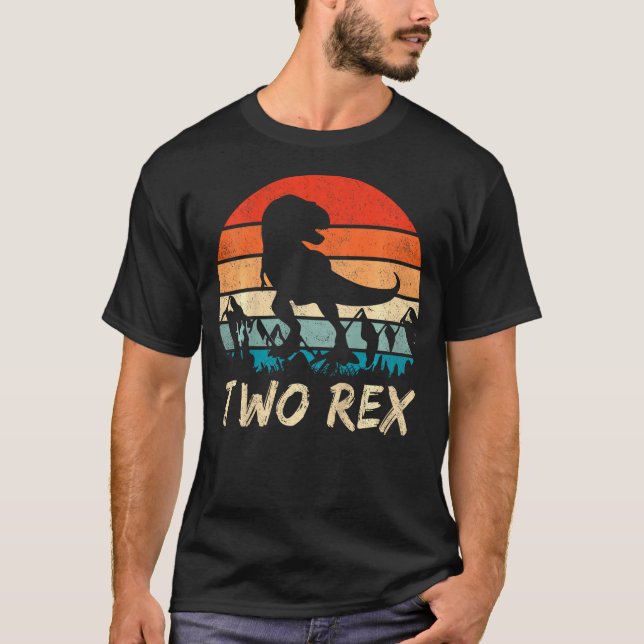 Camiseta Kids Two Rex 2nd Birthday Gift Second Dinosaur 2 Y (Frente)
