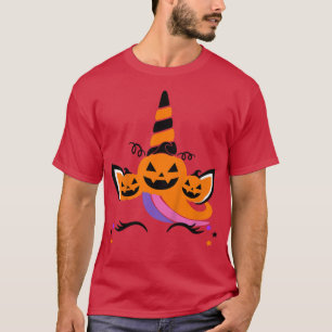 Camiseta Kids Unicorn Pumpkin Birthday for Girls Halloween