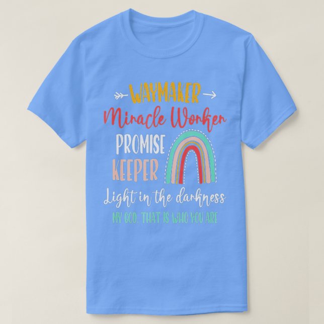 Camiseta Kids Waymaker Miracle Worker Rainbow, Christian - (Frente do Design)