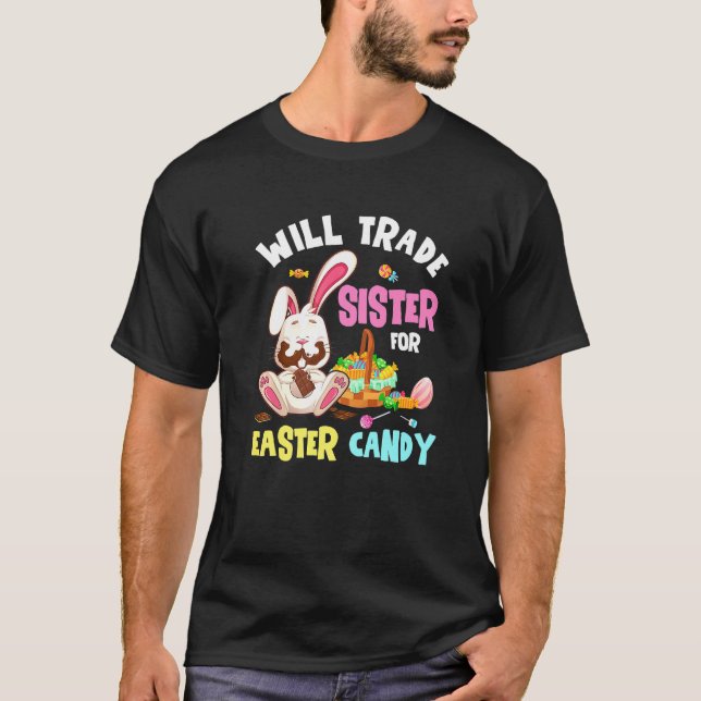 Camiseta Kids Will Trade Brother For Easter Candy Bunny Eat (Frente)