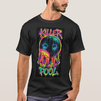 Camiseta Killer Pool — Caveira Bola 8 Grafite Neon