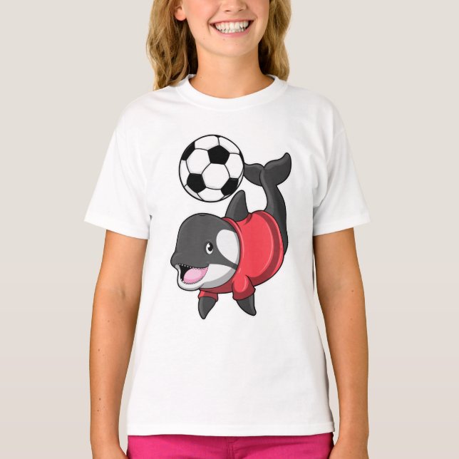 Camiseta Killerwhale como jogador de futebol com futebol (Frente)