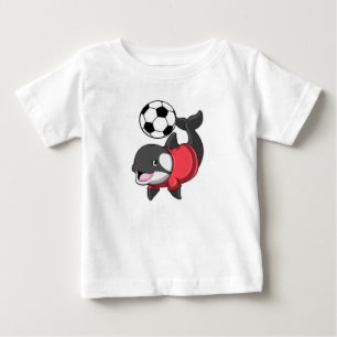 Camiseta Killerwhale como jogador de futebol com futebol