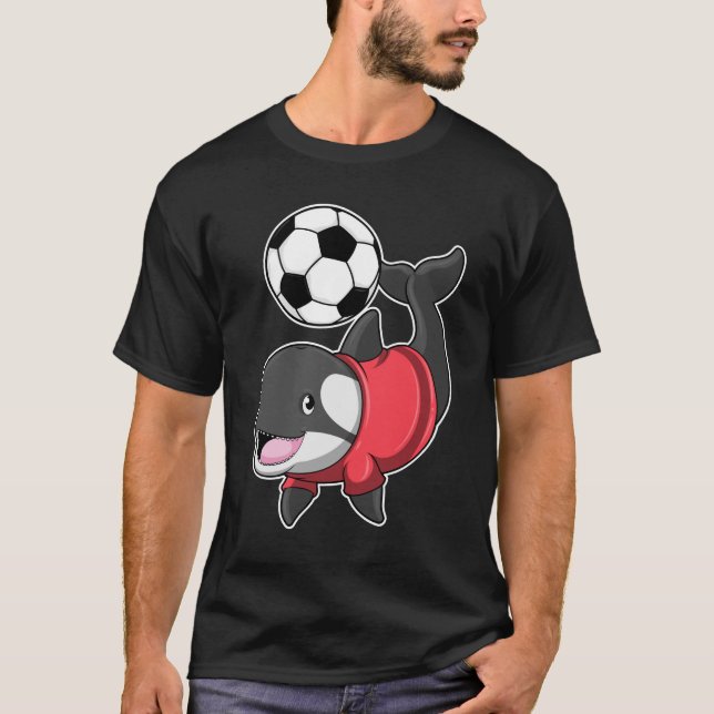 Camiseta Killerwhale como jogador de futebol com futebol (Frente)