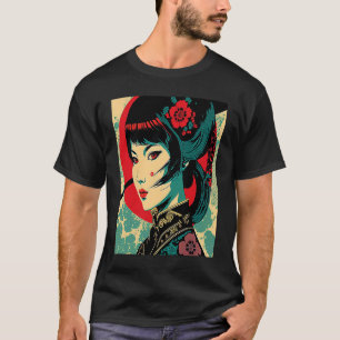Camiseta Kimono Female Retro Japonês Samurai Geisha Vintag