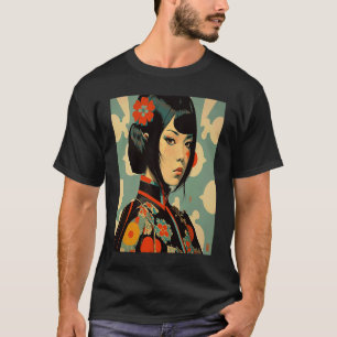 Camiseta Kimono Geisha Female Japonês Retro Vintage Samura