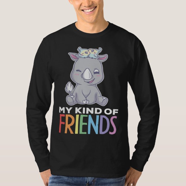 Camiseta Kind Of Friends Parrot Bird Save Rhino Animal Kids (Frente)