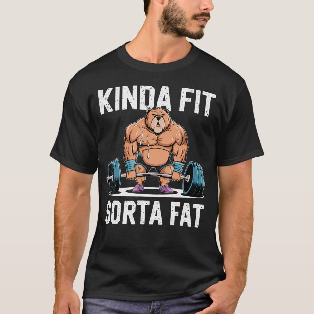Camiseta Kinda Fit Sorta Fat Engraçada Academia Co (Frente)