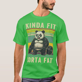 Camiseta Kinda Fit Sorta Fat Funny Gym Panda Weightlifting 