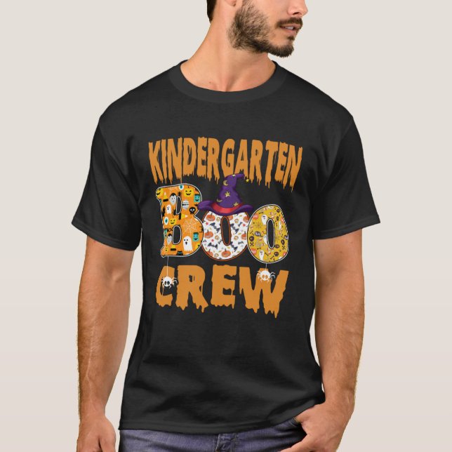 Camiseta Kindergarten Boo Crew Teacher Halloween (Frente)