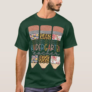 Camiseta Kindergarten Teacher Funny Leopard Pencil Back To