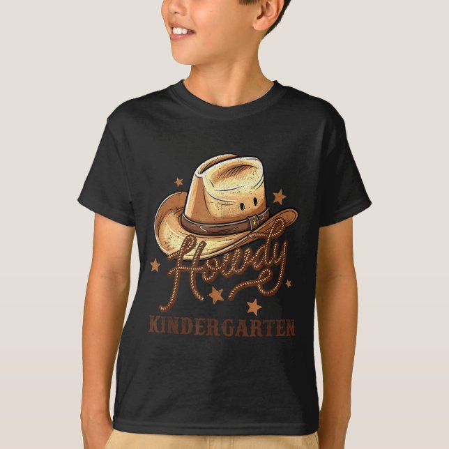 Camiseta Kindergarten Teacher Rodeo Cowboy Western Howdy Ki (Frente)