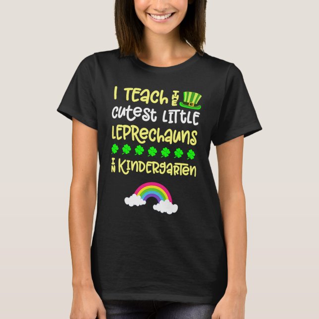 Camiseta Kindergarten Teacher St Patricks Day Rainbow Lepre (Frente)