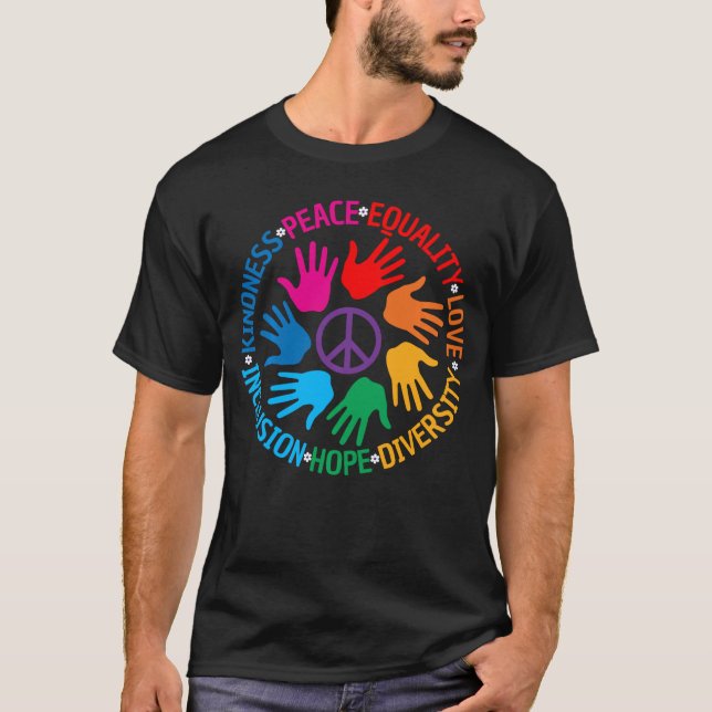 Camiseta Kindness Peace Equality Love Hope Diversity Human  (Frente)