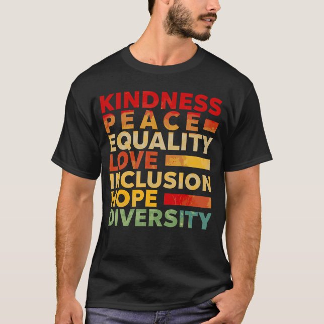 Camiseta Kindness Peace Equality Love Hope Diversity Human  (Frente)