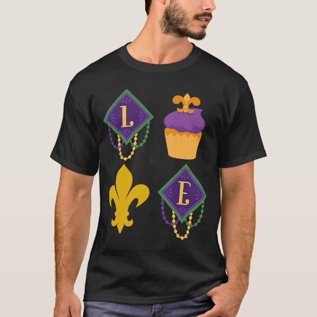 Camiseta King Cake Love Mardi Gras Parade Shenanigans Carni (Frente)