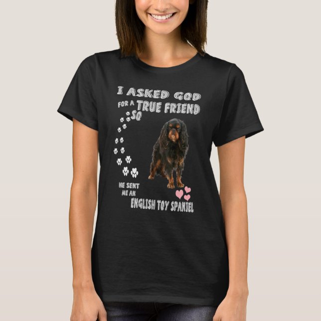 Camiseta King Charles Spaniel Mãe Pai Impressão Brinquedo I (Frente)