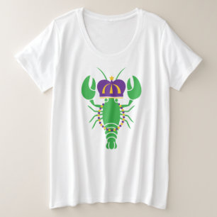 Camiseta King Crawfish Mardi Gras Plus Tamanho