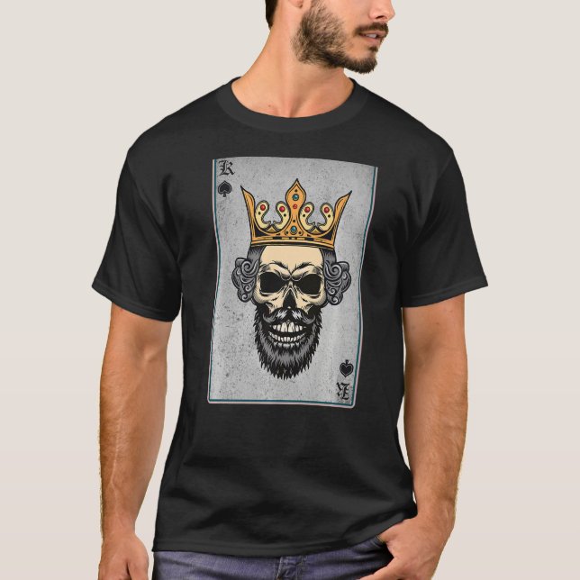 Camiseta King Skull and Queen - 22 Card Hearts Flush Casal (Frente)