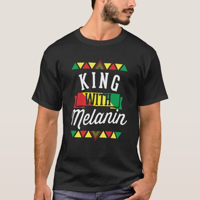 Camiseta King With Melanin African American Black History M (Frente)